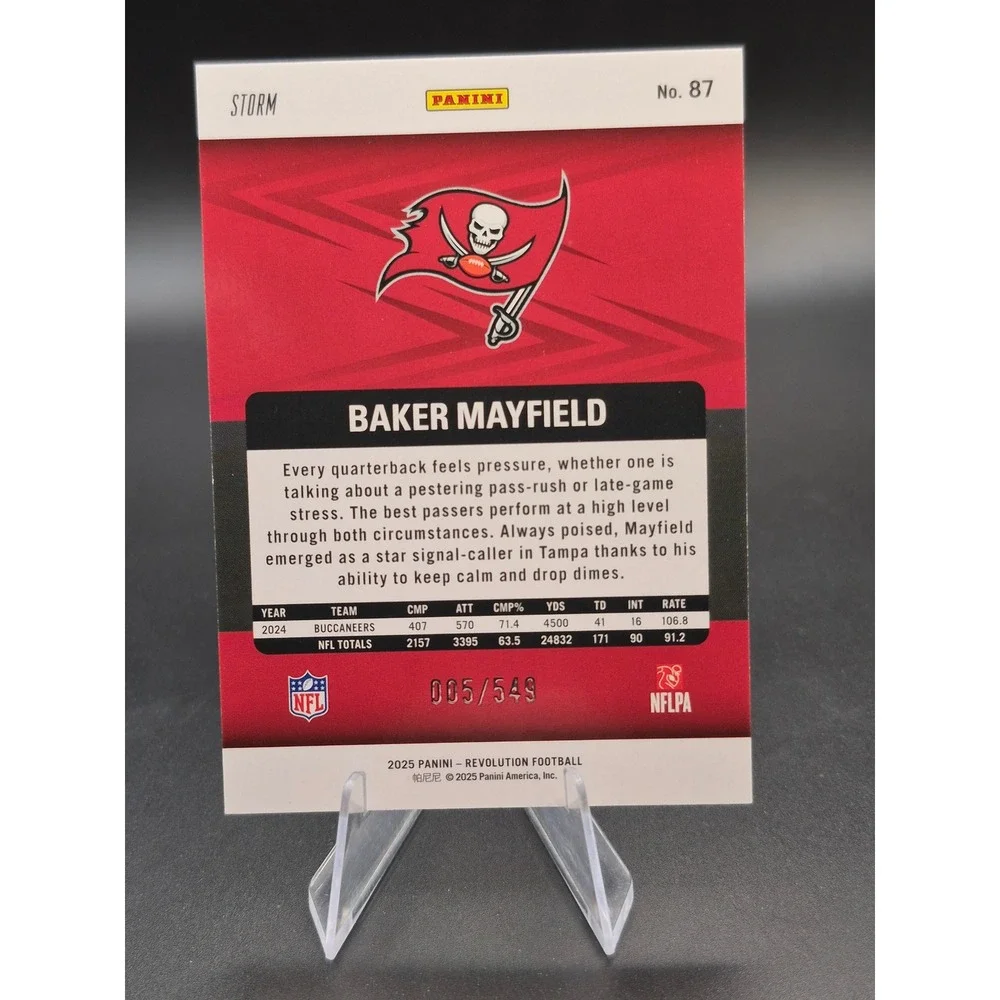 2025 Panini Revolution Baker Mayfield #87 Purple Storm /549 Buccaneers